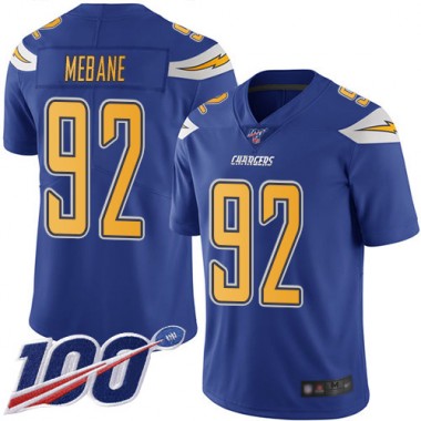 Los Angeles Chargers NFL Football Brandon Mebane Electric Blue Jersey Men Limited 92 100th Season Rush Vapor Untouchable